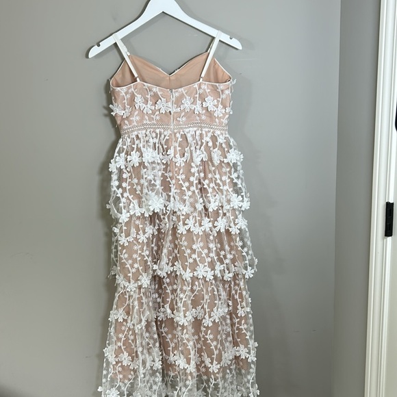 Endless Rose Crochet Layered Midi Dress White Sweetheart neckline Lined Sz S - Picture 7 of 16